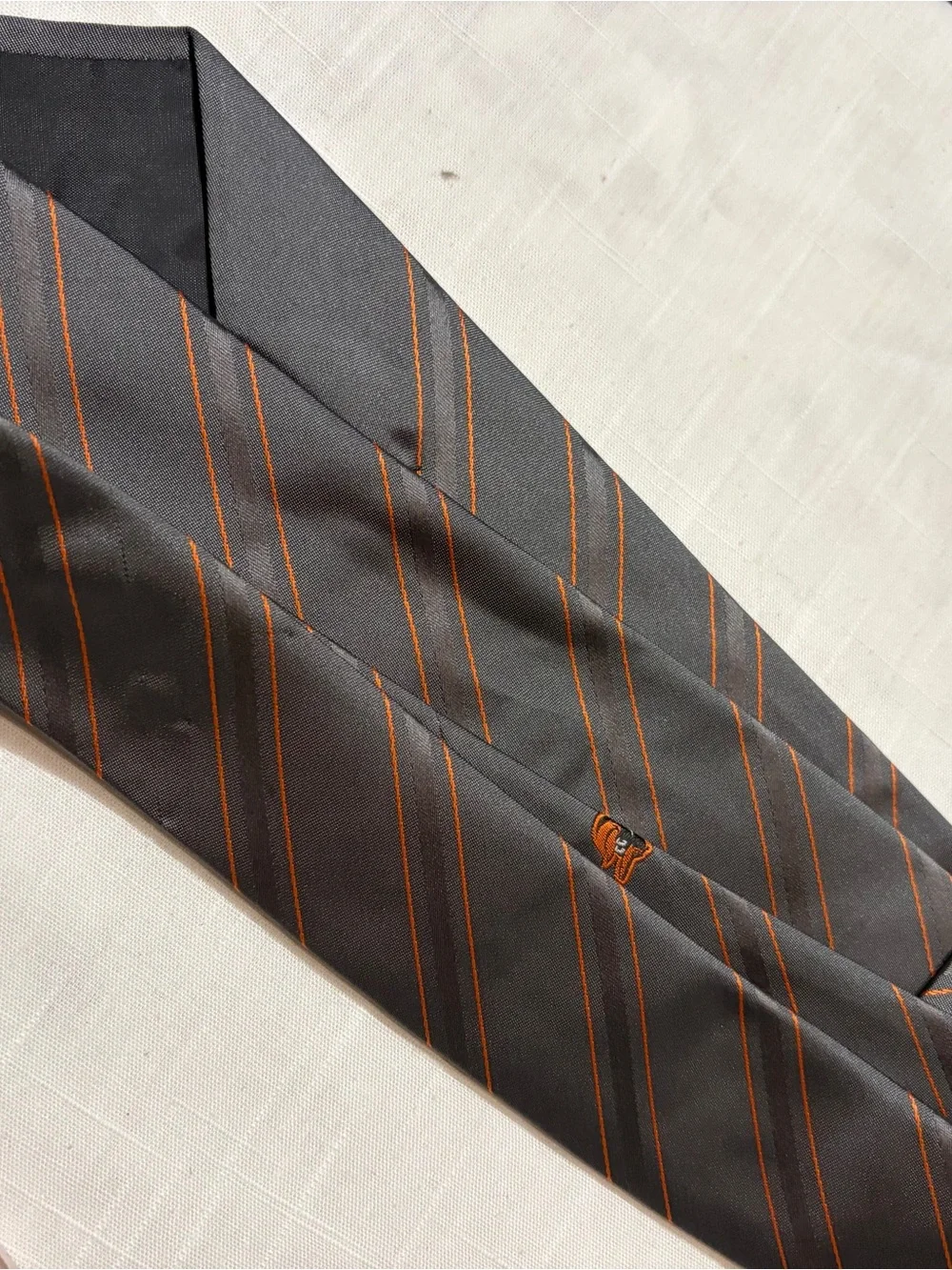 Rare Vintage Baseball Tie Baltimore Orioles Striped with Embroidered Crest Orang